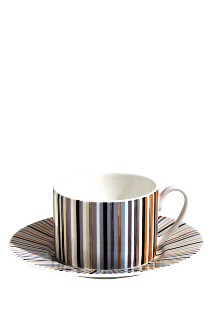 Jenkins Stripe Teacup & Saucer, Set of 6
